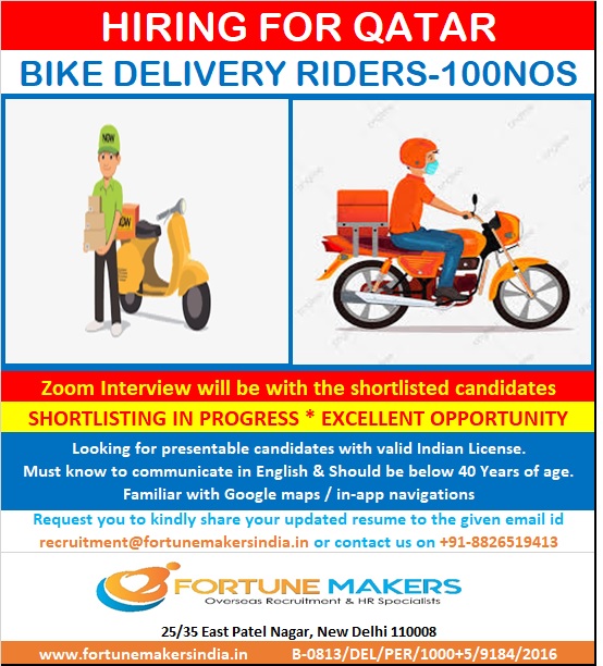 BIKE DRIVER / DELIVERY RIDERS JOB